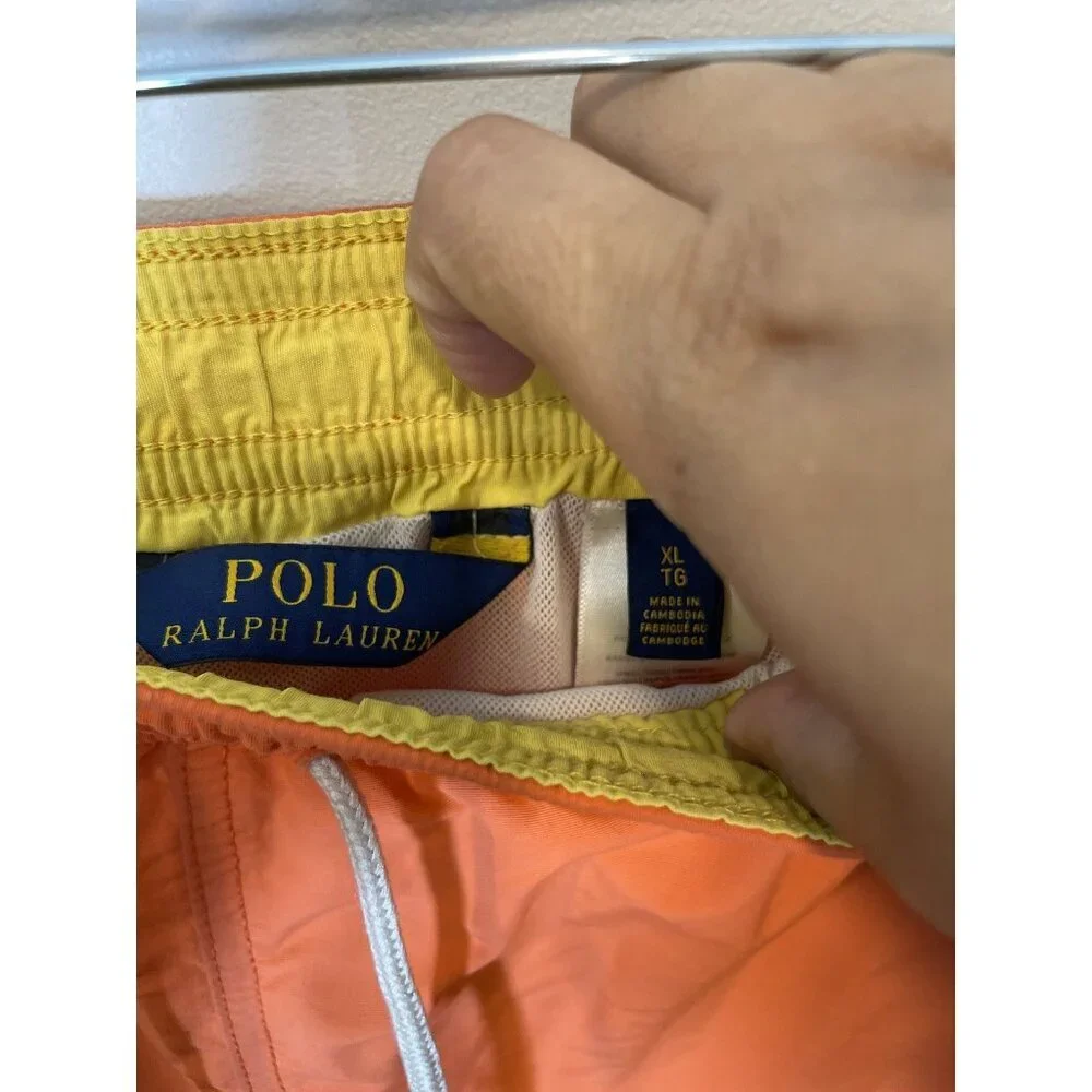 Polo Ralph Lauren Orange Swim Trunks Beachwear Summer Men's Size XL Drawstring‎